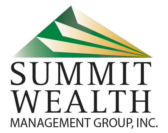 A logo featuring a stylized green and gold mountain design with the text 'Summit Wealth Management Group, Inc.' in bold black letters.