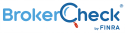 Logo of BrokerCheck by FINRA, featuring the text in blue and a magnifying glass icon, symbolizing transparency in financial services.